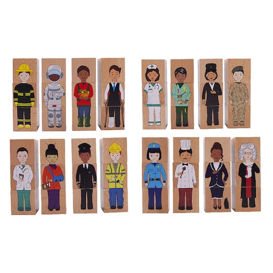 The Freckled Frog 2" Career Mix 'N' Match Wooden Blocks Set